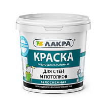 Краска в/д д/стен и потолков Лакра Белоснежный 1,3кг Л-С (8306468)